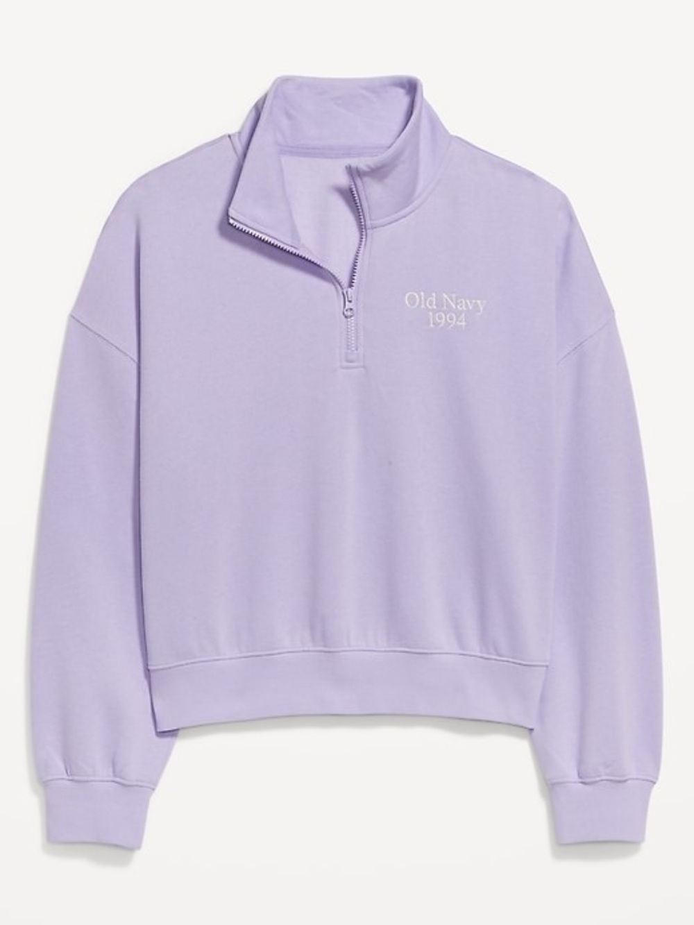 Old Navy Oversized Logo-Graphic Cropped Half-Zip Pullover - Lavender Haven